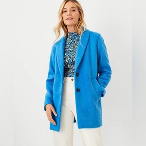 Ann Taylor Cocoon Coat brushed wool blend in blue